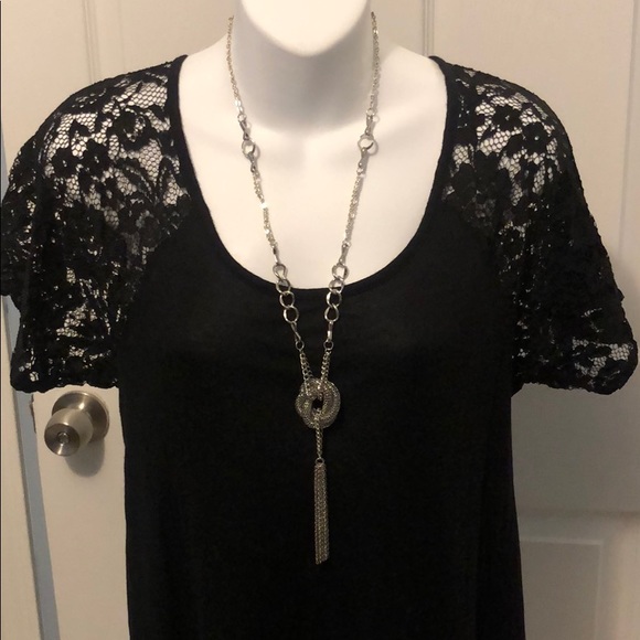 Silver Knot Fringe Necklace and Earring Set - Picture 2 of 8